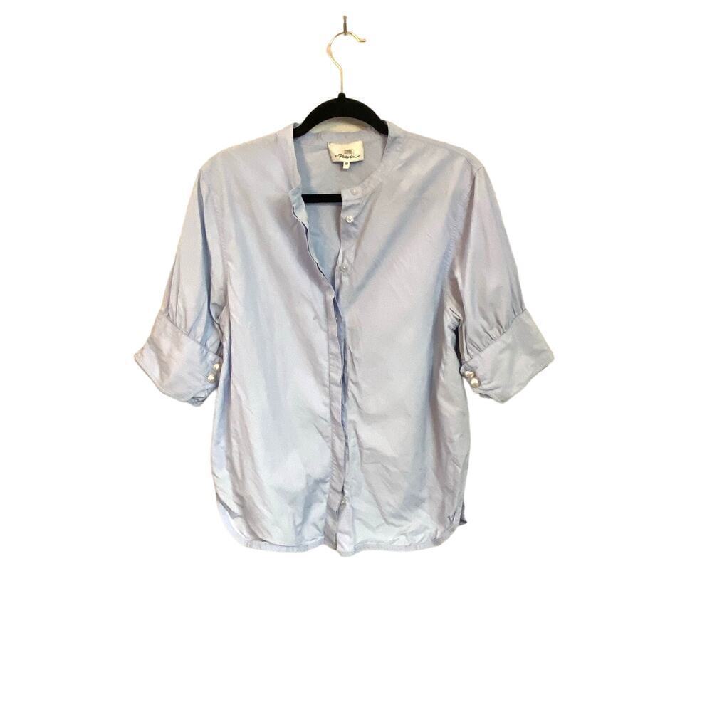 3.1 Philip Lip light blue lantern sleeve pearl buttons size 10